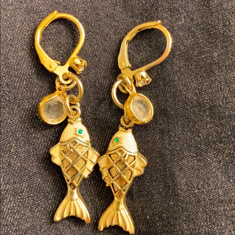 Betsey Johnson Gold Dangling Fish earrings